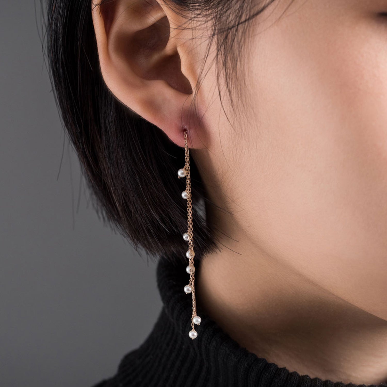 14k 18K pearl gold earring long chain K jewellery gift