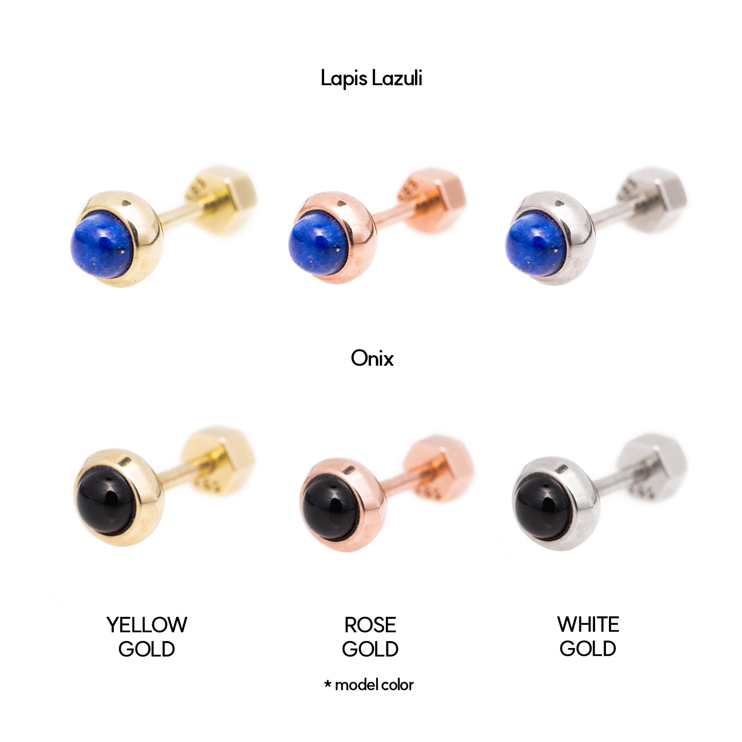 14K piercing 18K natural stone errings lapis onix turqoise agate