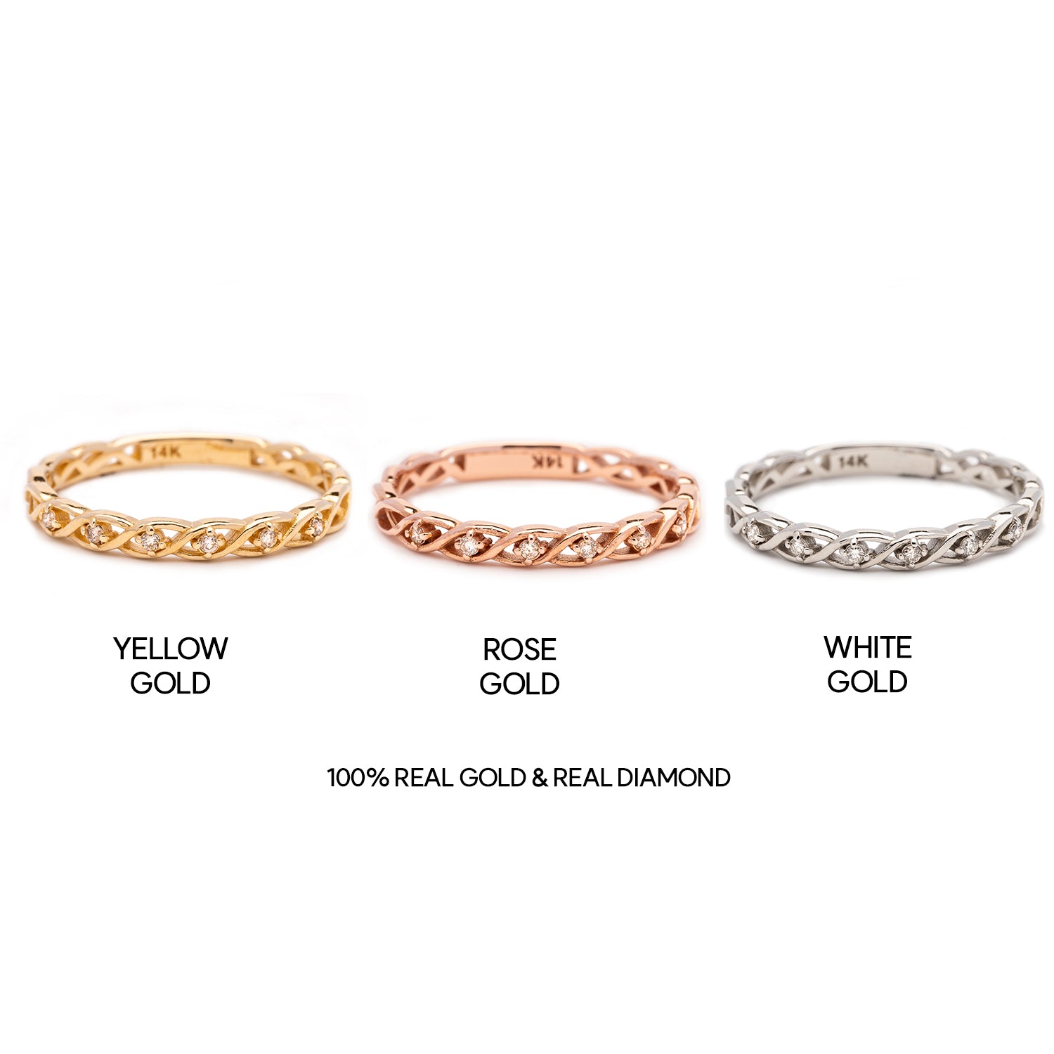 Diamond wedding guard ring 14k 18k gold layered diamond band