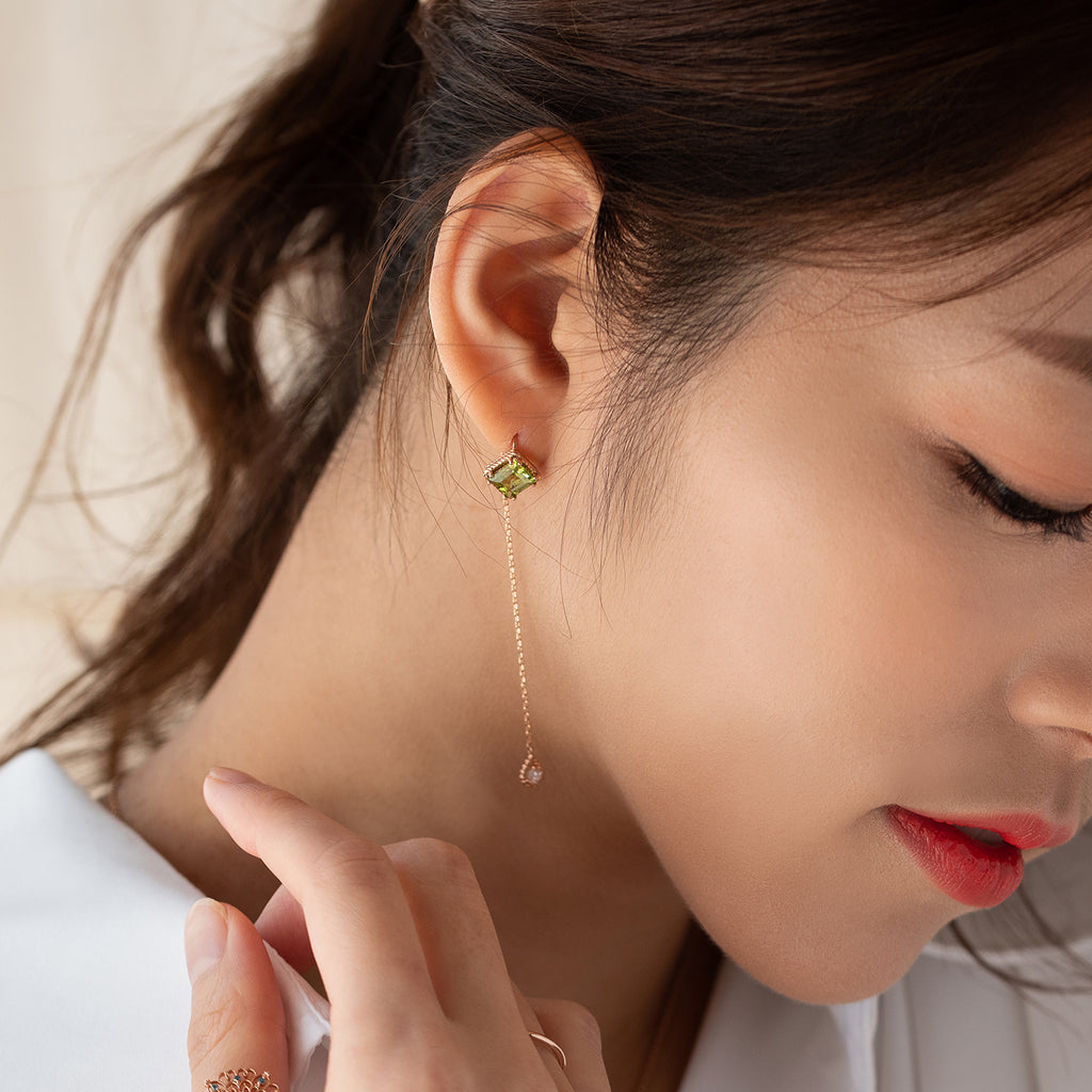 14k 18k Peridot rough diamond A+++ GOLD K jewerly earring