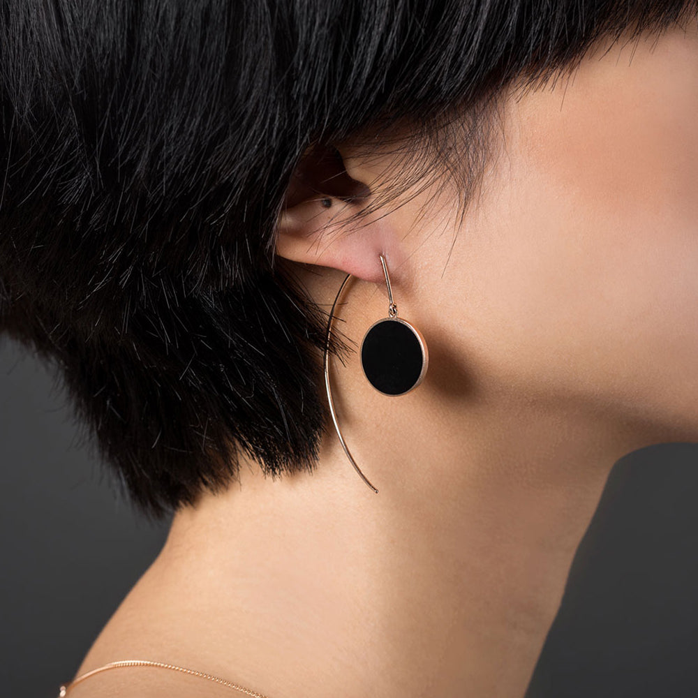 14k 18k gold bold earring black onix wedding anniversary