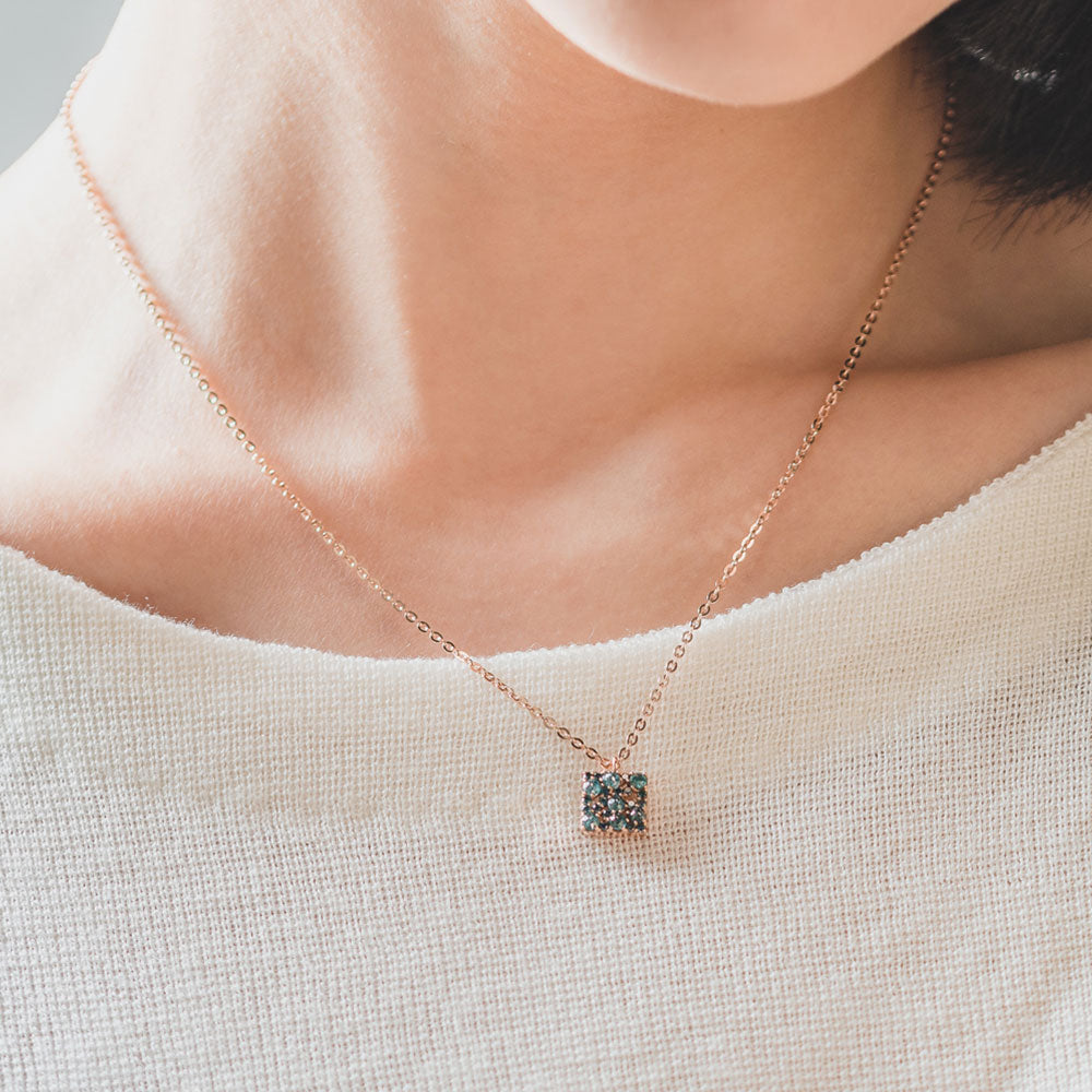 Blue diamond A+++ NECLACE 14K 18K anniversary gift