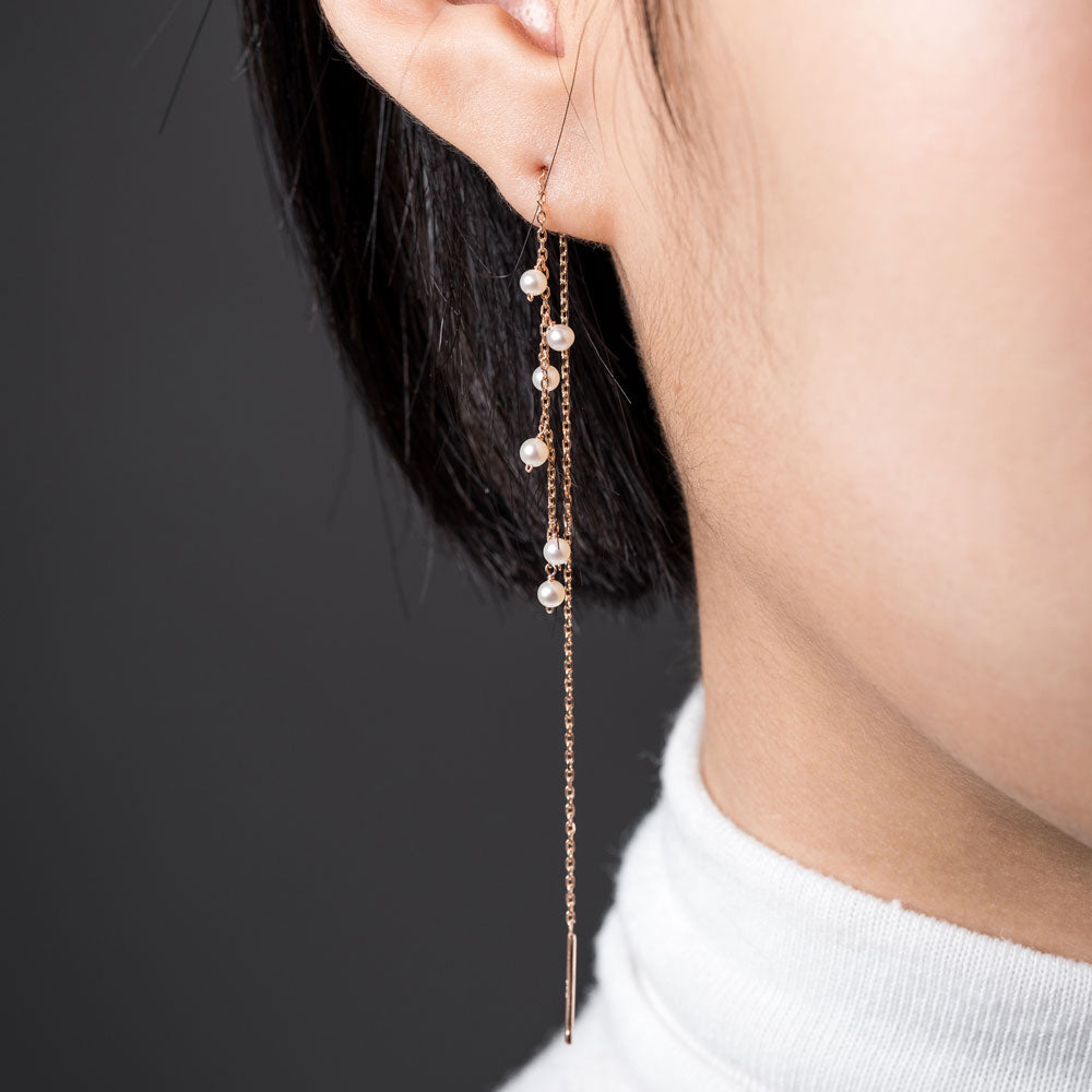 14k 18K pearl gold earring long chain K jewellery gift