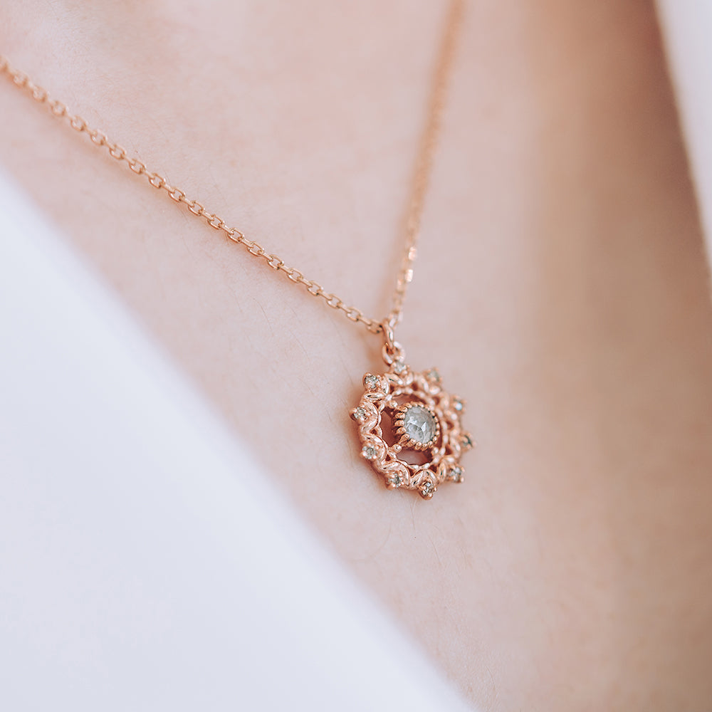 grey rough diamond cognac diamond gift gold necklace 14k 18k