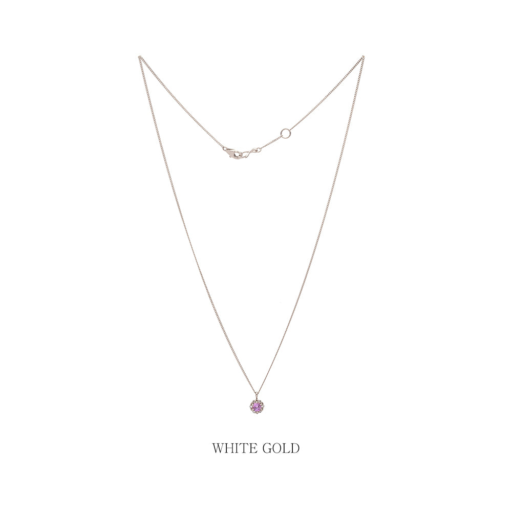 pink sapphire cognac diamond A+++ gold 14k 18k necklace gift bridal