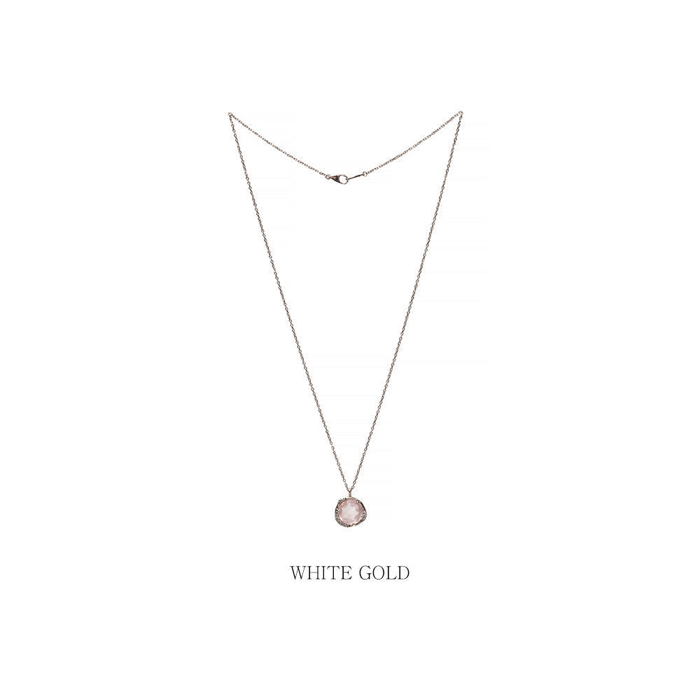 14k 18k Rose Quartz(pink an amethyst) gold NECLACE korea jewerly