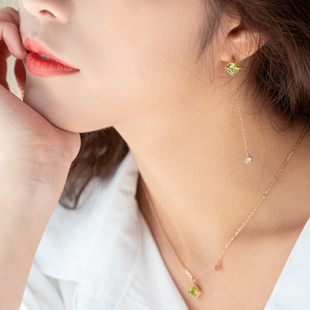 14k 18k Peridot rough diamond A+++ GOLD K jewerly earring