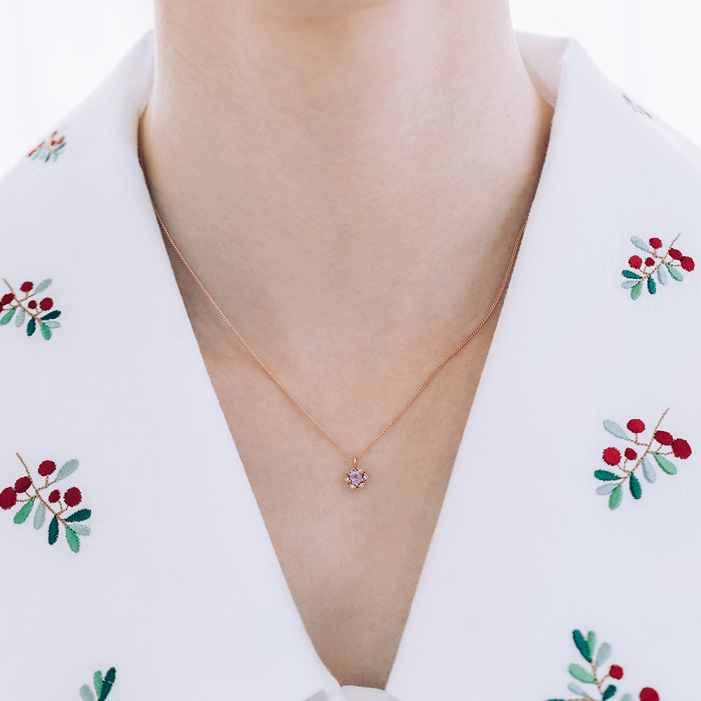 pink sapphire cognac diamond A+++ gold 14k 18k necklace gift bridal