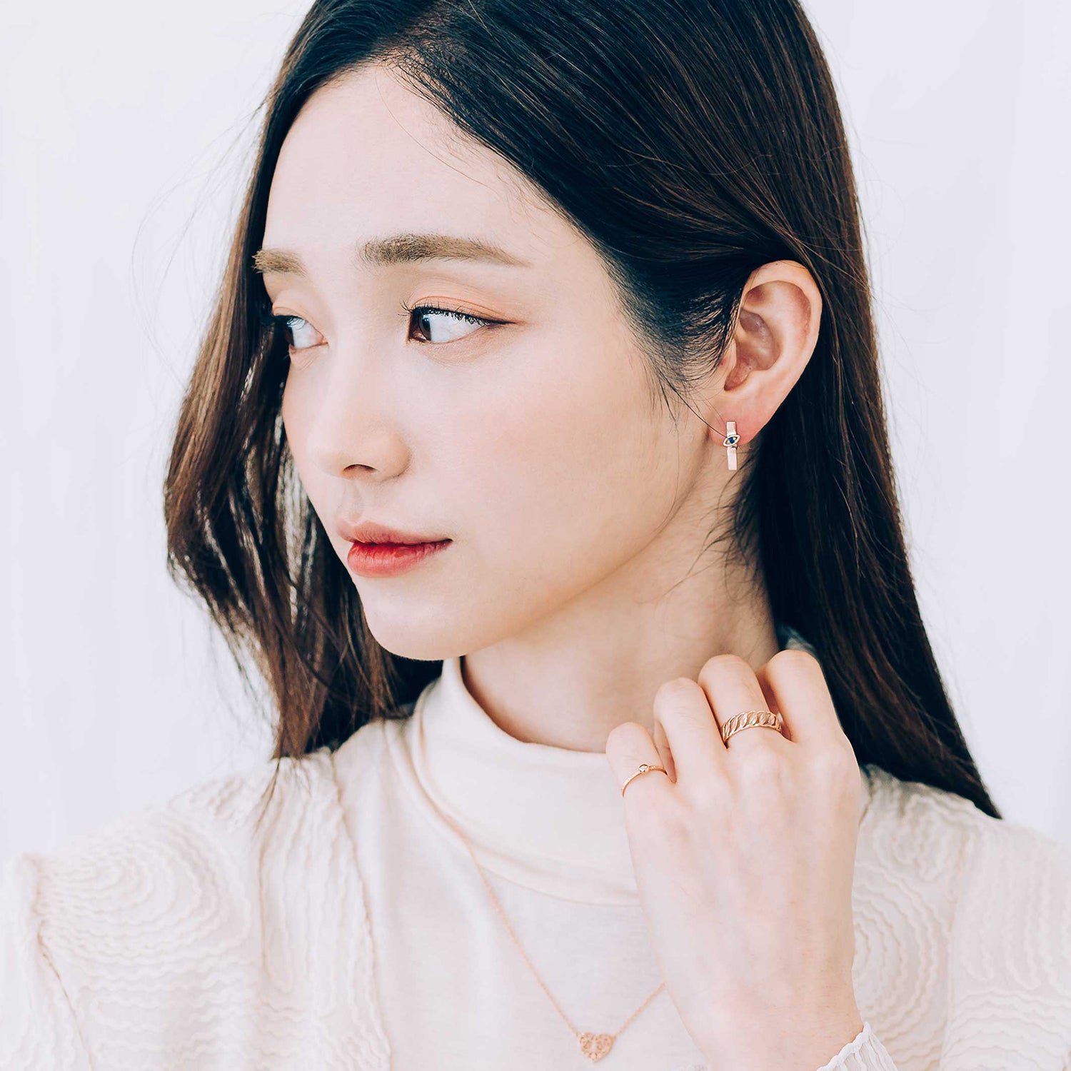 14k one-touch gold earring 18k blue stone sapphire earring jewellery jewelry