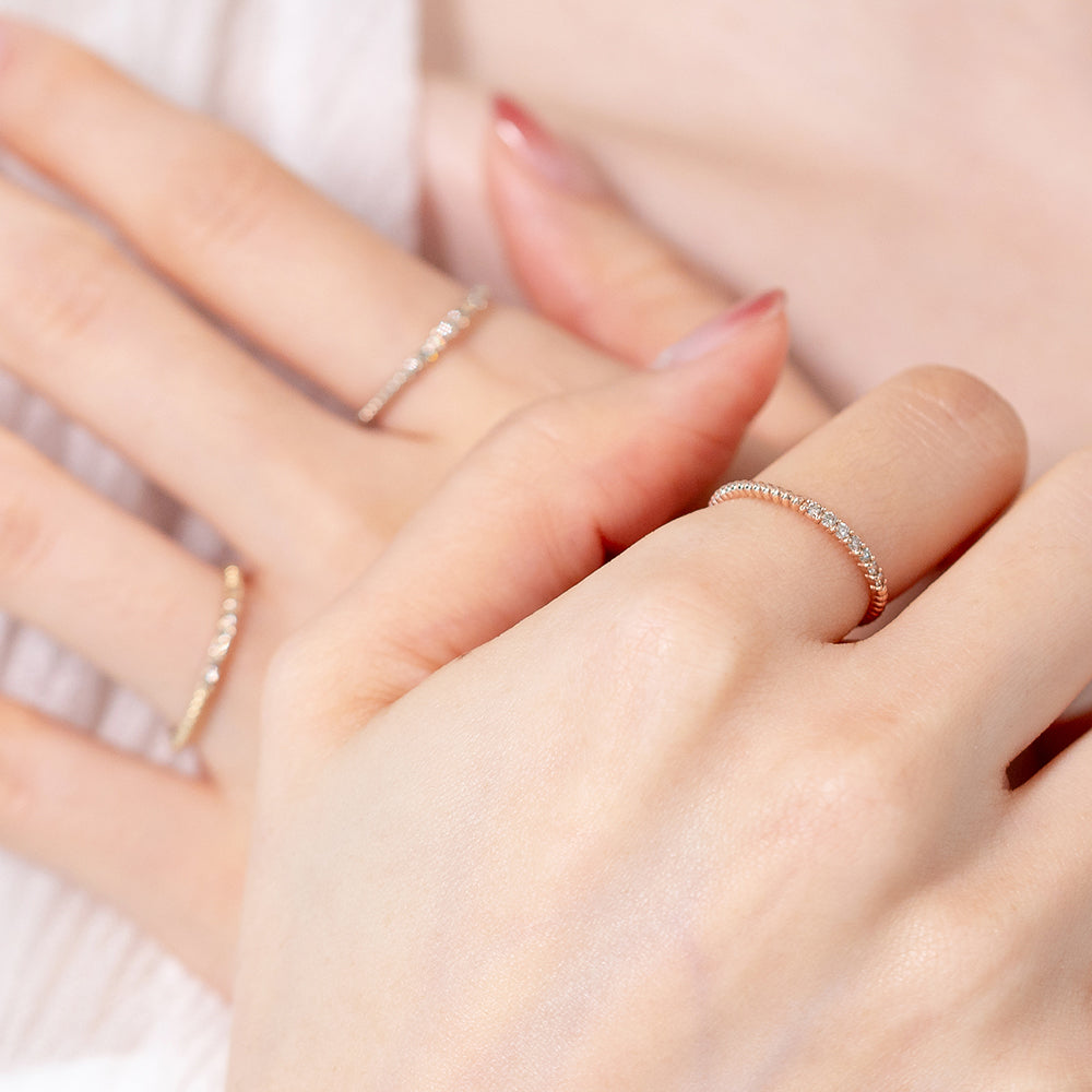 Diamond guard ring 14k 18k gold Women’s layered diamond band