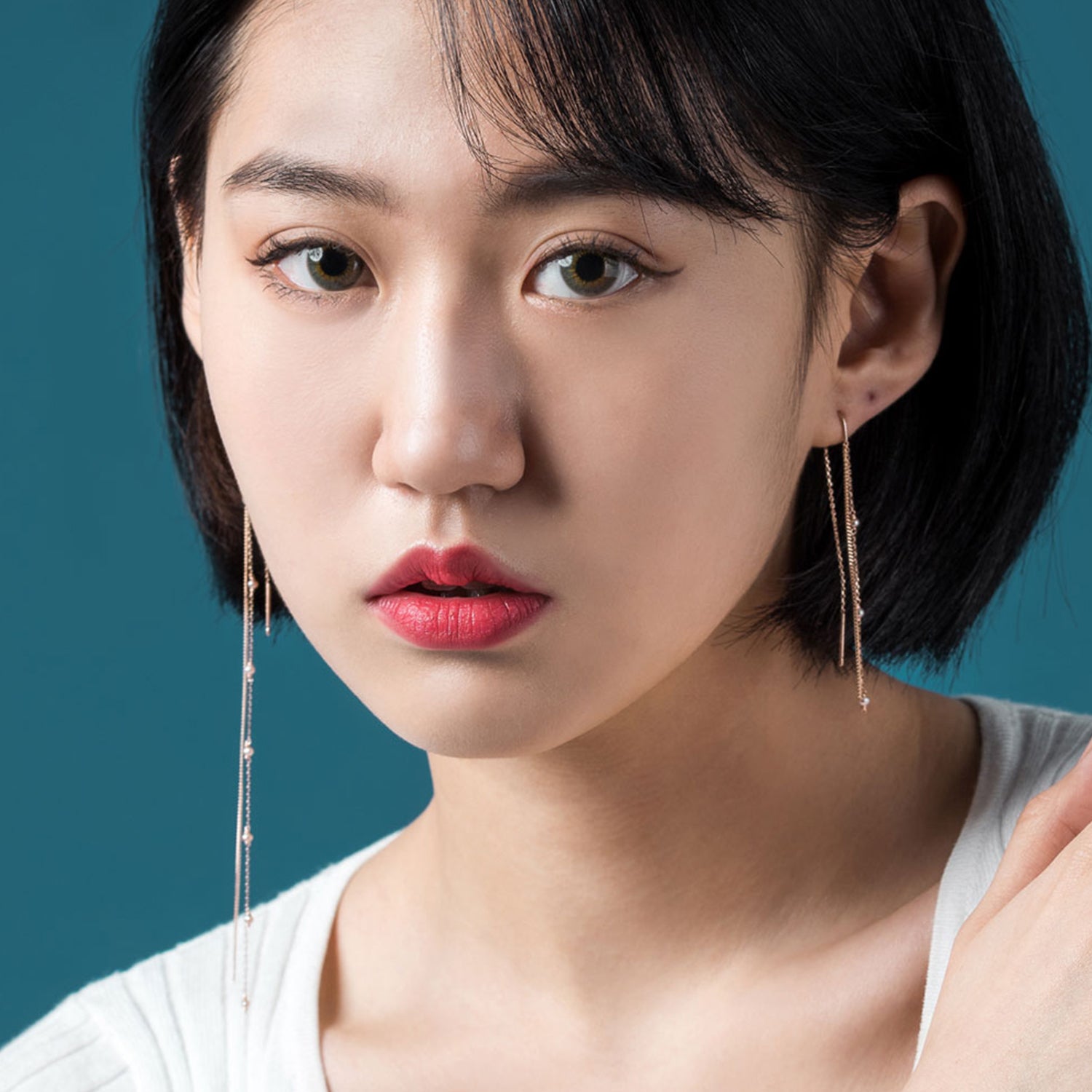 14k 18k unique pearl drop long earring beauty gold K jewellery