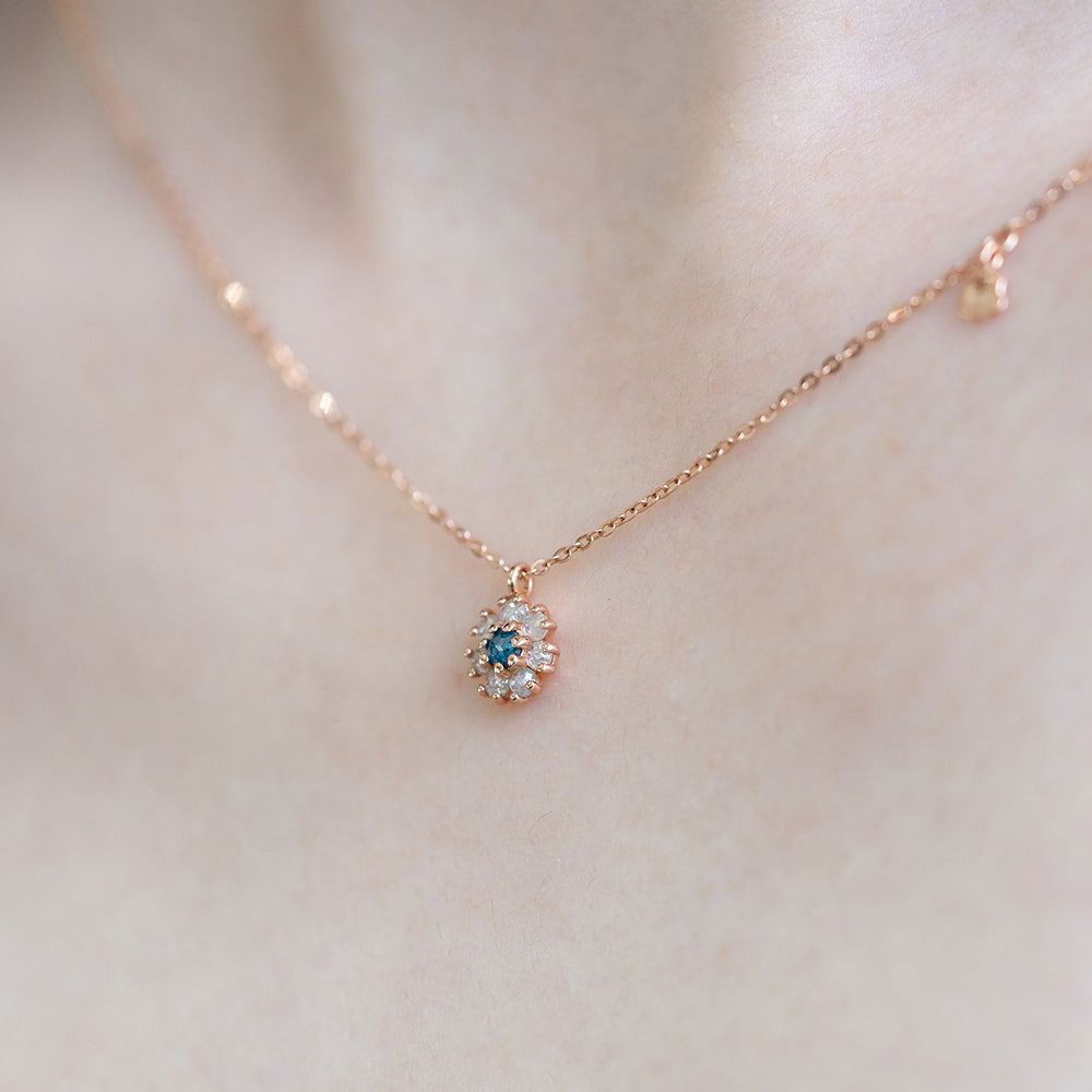 flower design necklace rough diamond A+++ gold 14K 18K