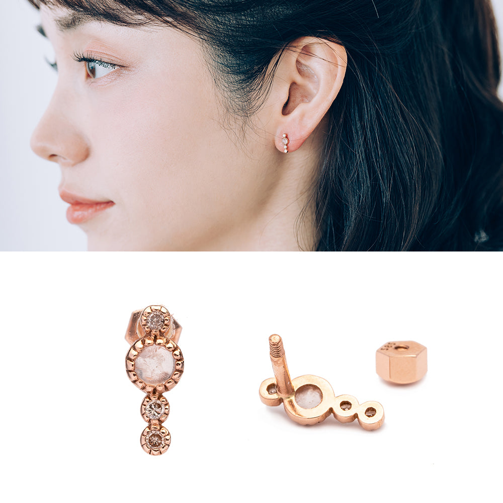 14K 18K gold diamond piercing errings moonstone natural custom jewerly