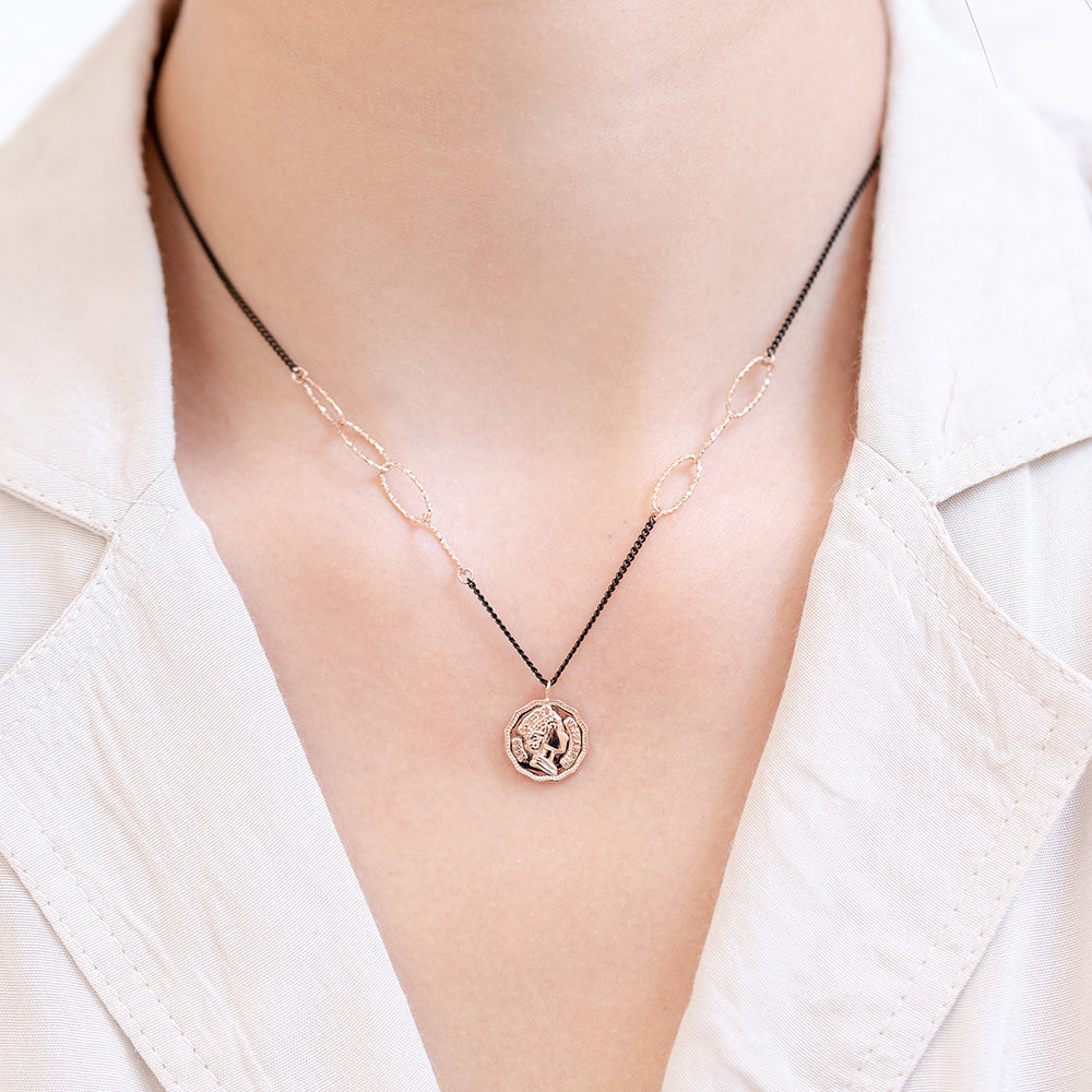 14k 18k gold black necklace unique simple daily item