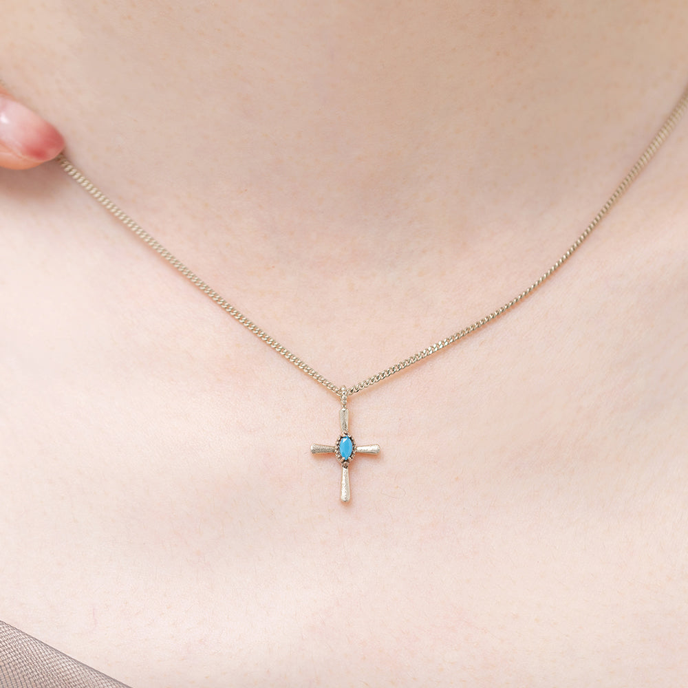 gold 14k 18k cross necklace turquoise ruby anniversary gift