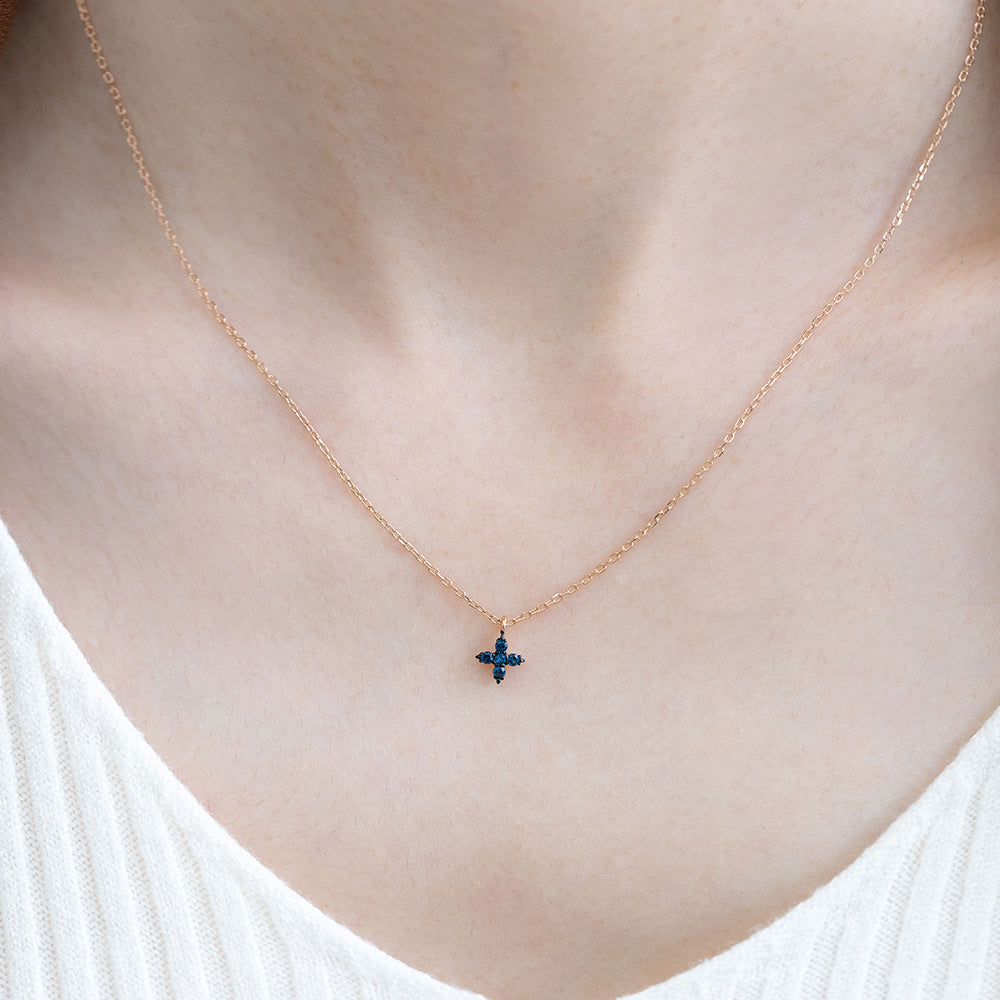 minimal pendant blue diamond A+++ 14k 18k necklace jewerly