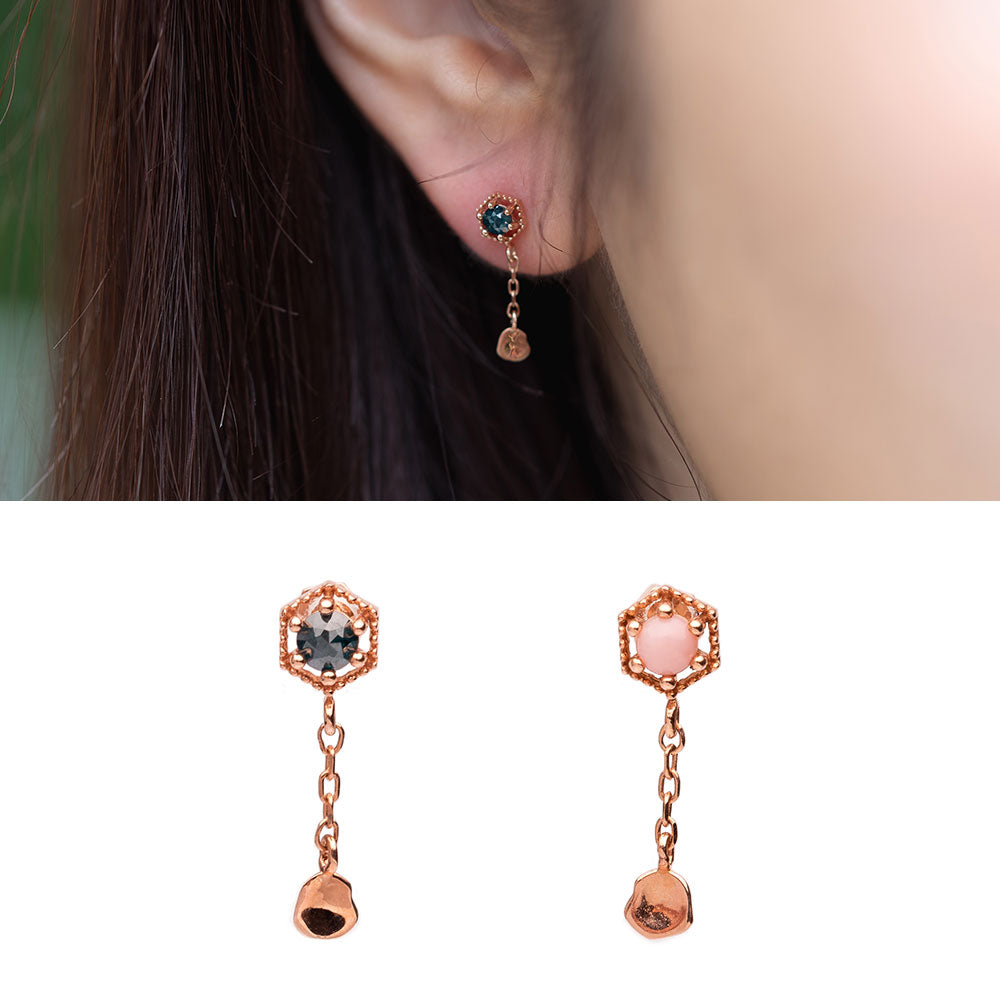 14K gold diamond drop chain piercing 18K errings natural jewerllery