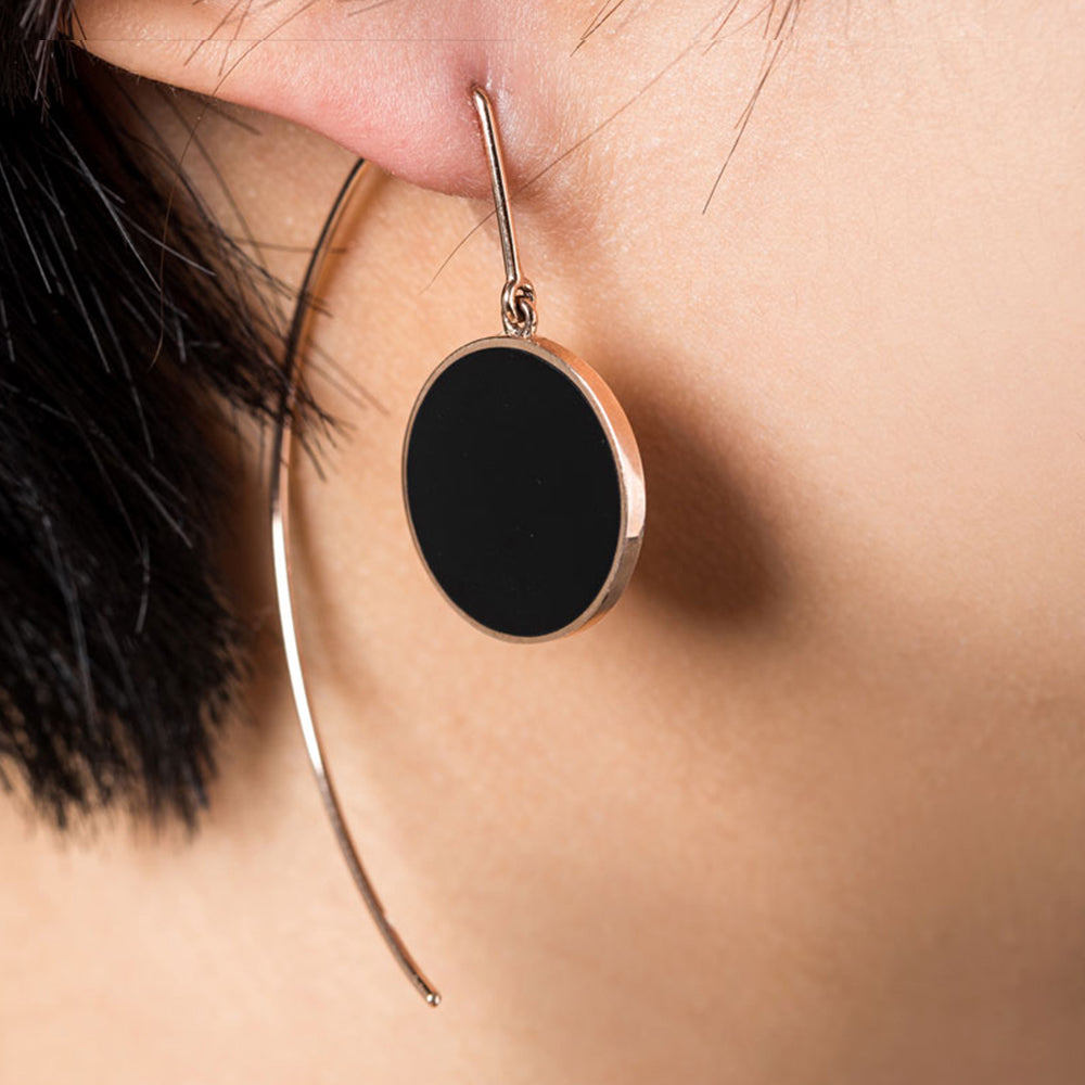 14k 18k gold bold earring black onix wedding anniversary