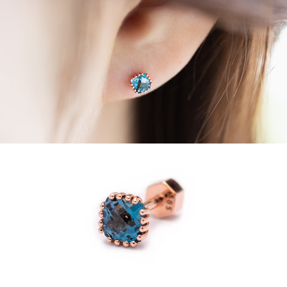 14K piercing 18K natural stone topaz errings simple gift girl K jewelry