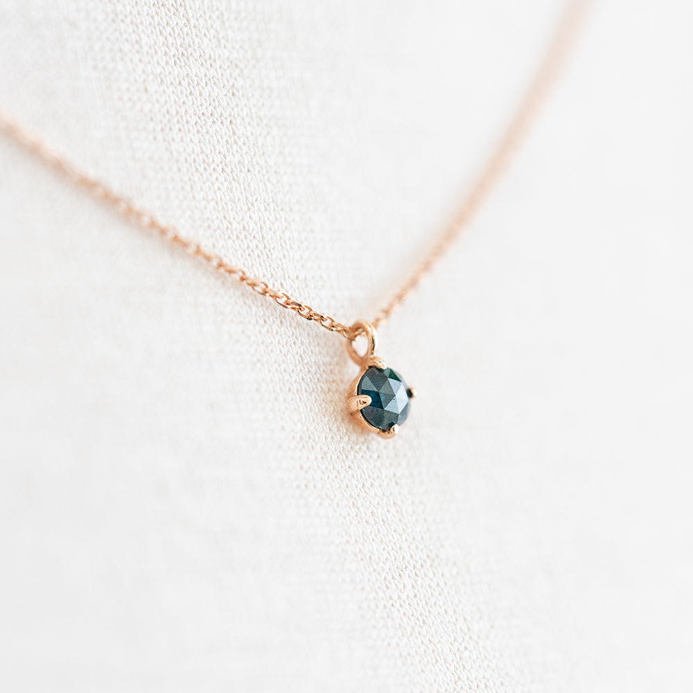 0.2 carat diamond blue rough rose cut dia necklace anniversary gift
