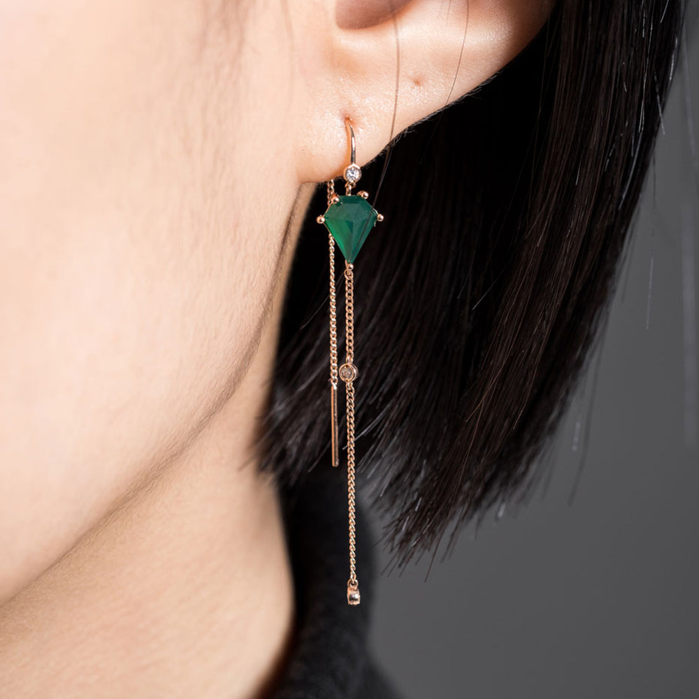 14k 18k gold chain green onix earring  K jewellery jewelry