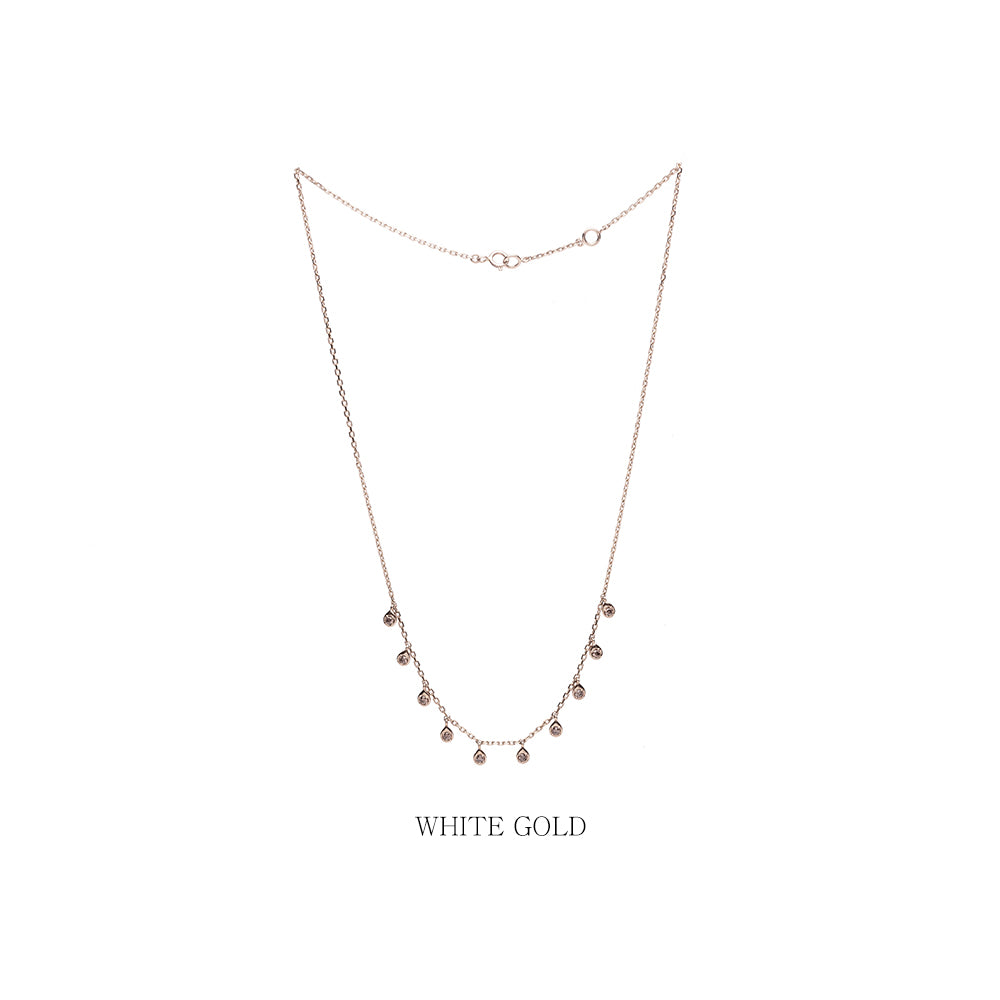 GOLD 14k 18k drop necklace brown stone anniversary girt