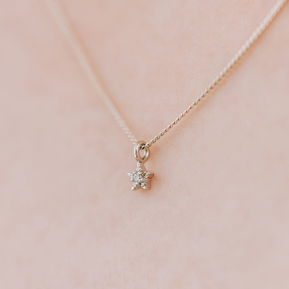 star minimal necklace cognac diamond A+++ gold 14k 18k