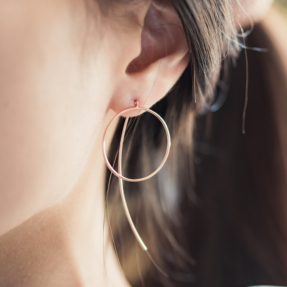 14k gold drop earrings 18k round ring earring long women 585 750 gift