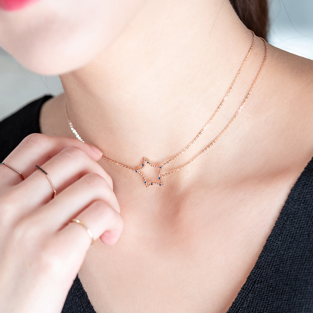 14k 18k blue diamond GOLD necklace chocker gift