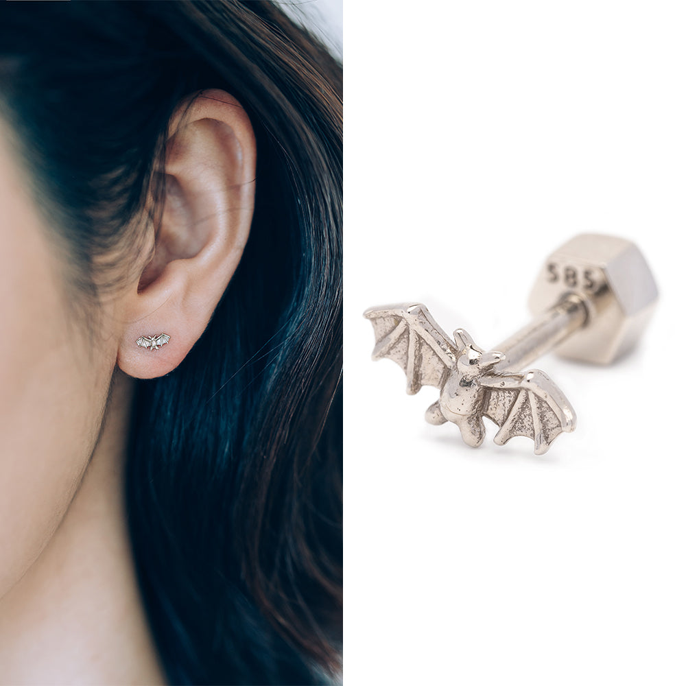 14K 18K gold piercing errings gold animal bat small simple gift custom jewerly