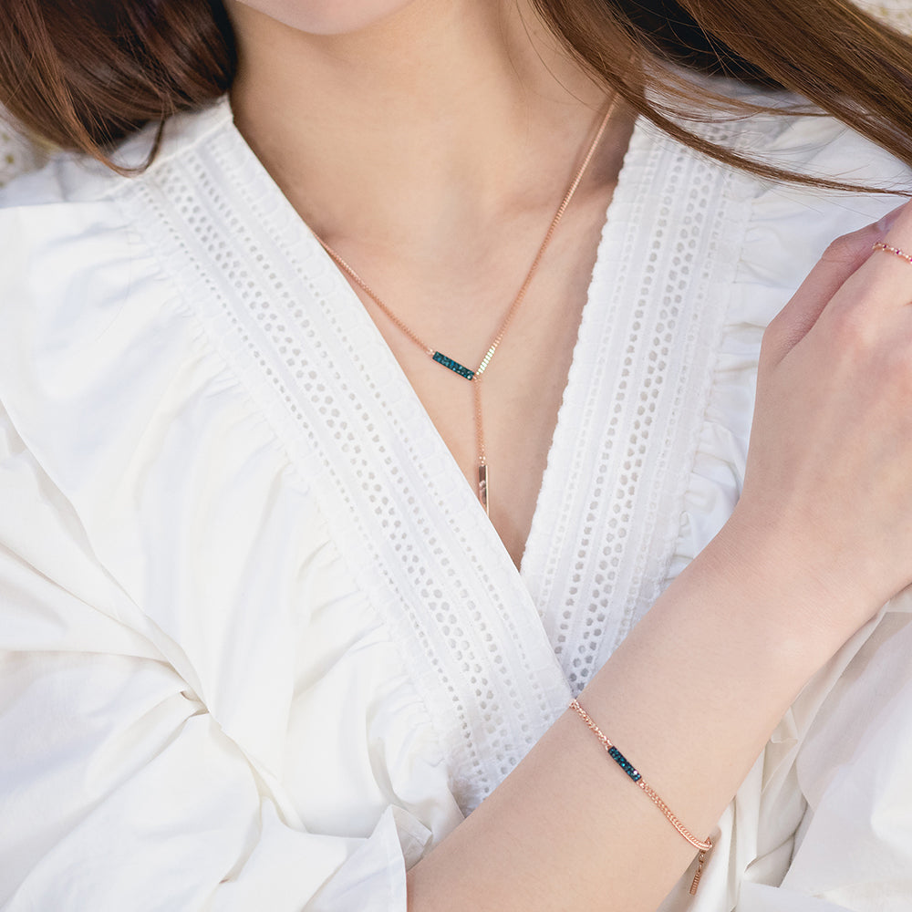 14k18k blue diamond A+++ matinee necklace gold long stick