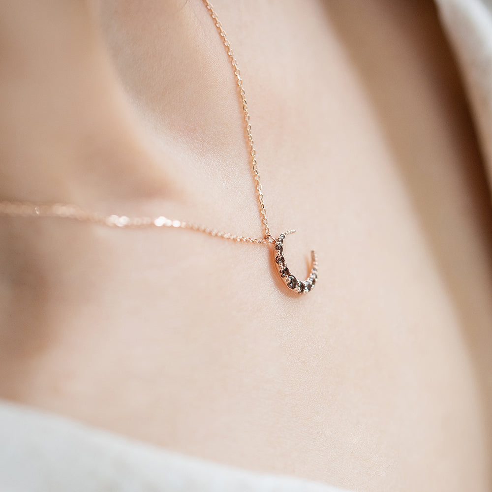 14k 18k moon gold necklace girlfriend gift anniversary