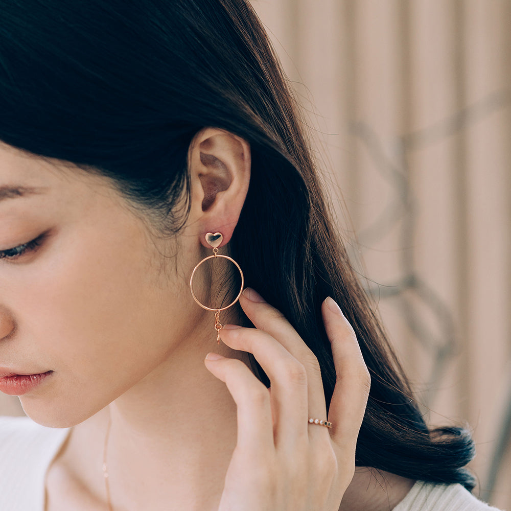 14k 18k gold hoop earring big round LOVE unique women earring custom jewerly