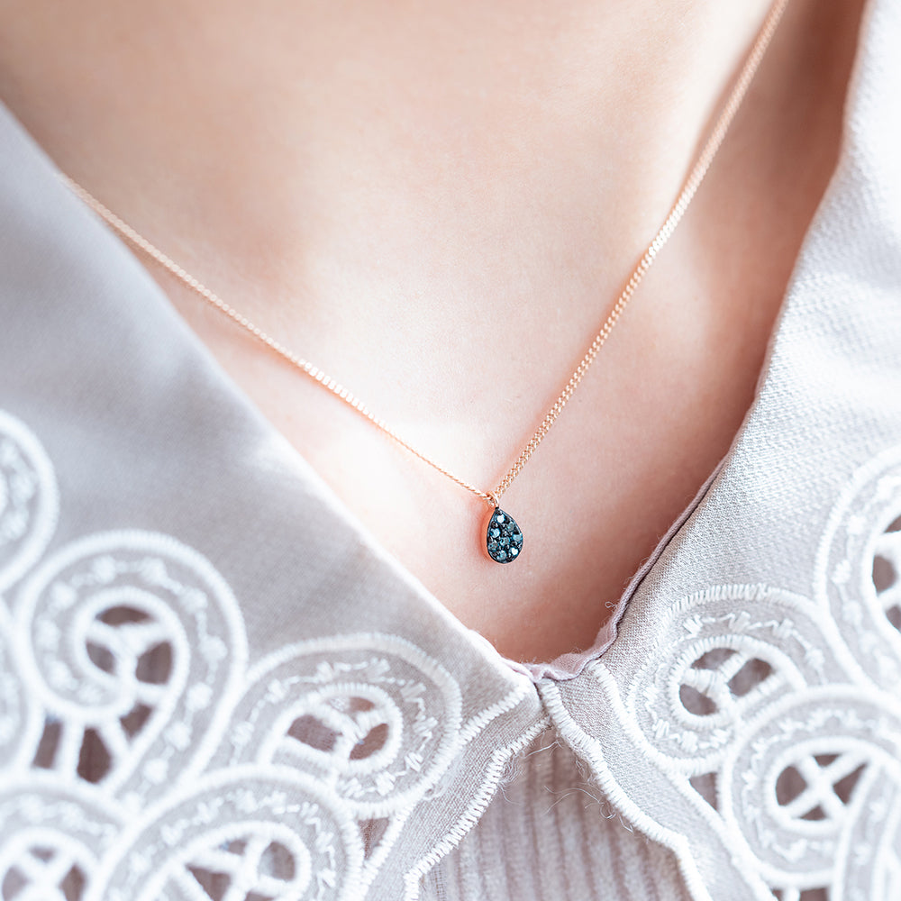 14k 18k water drop blue diamond A+++ necklace girlfriend gift