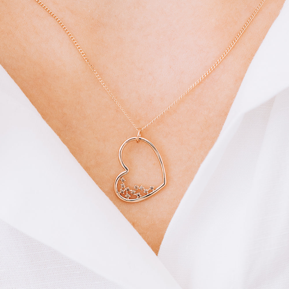 14k 18k heart diamond A+++ GOLD necklace propose wedding anniversary gift