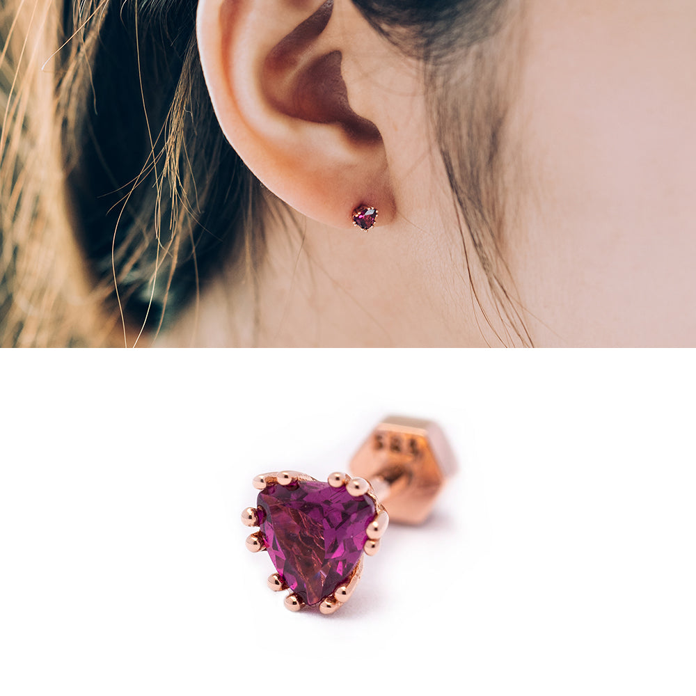 14K piercing 18K natural stone garnet errings simple gift K jewelry