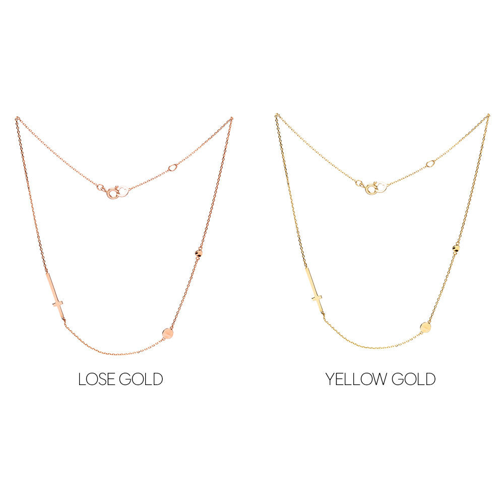 14K 18K Gold Chain Choker Necklace with Cross