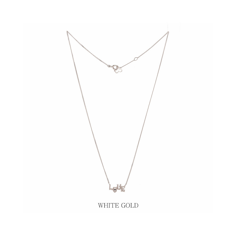 blue diamond A+++ love lettering necklace GOLD 14k 18k