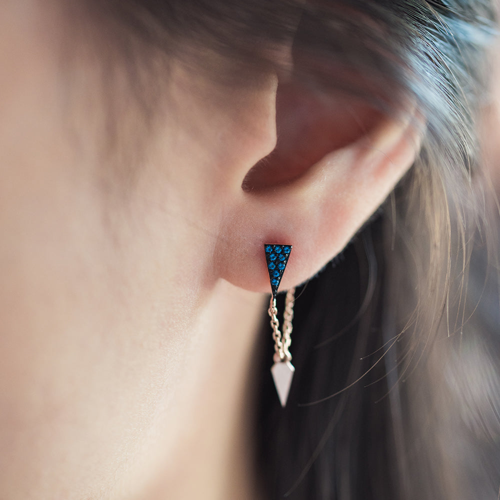 14k 585 blue diamond earring blueQ signity 18k 750 star K jewerly