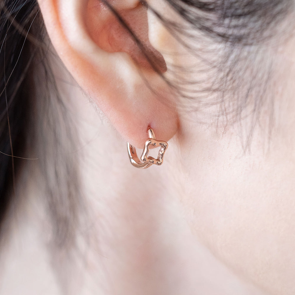 14k blue diamond A+++ gold earring 18k unbalance one-touch earring