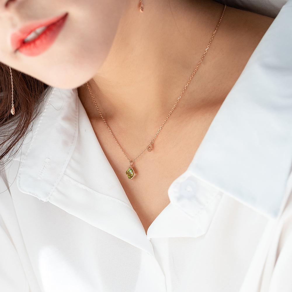 14k 18k peridot A+++ chain gold necklace gift rough diamond