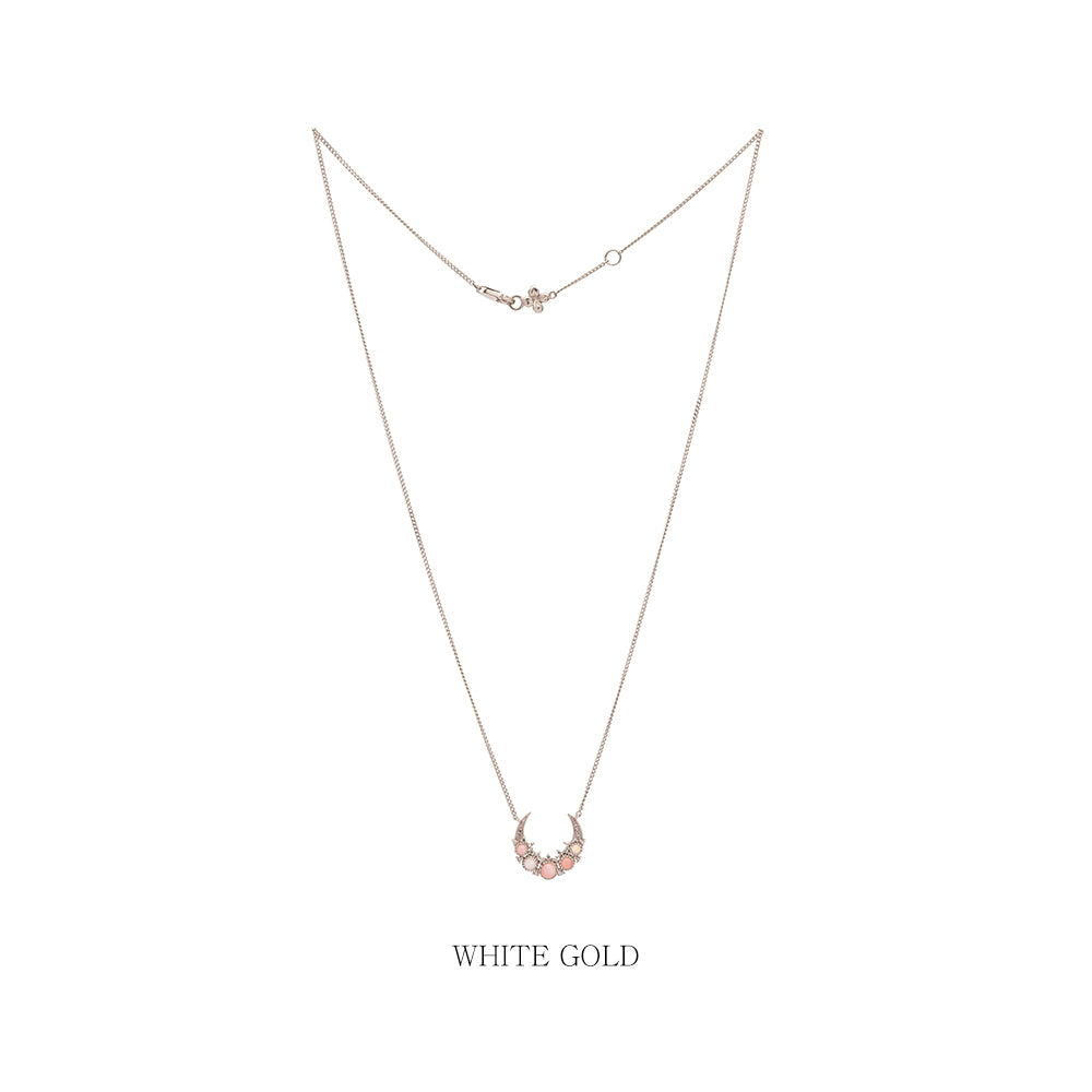 14k 18k natural pink opal cognac diamond A+++ GOLD necklace K jewerly