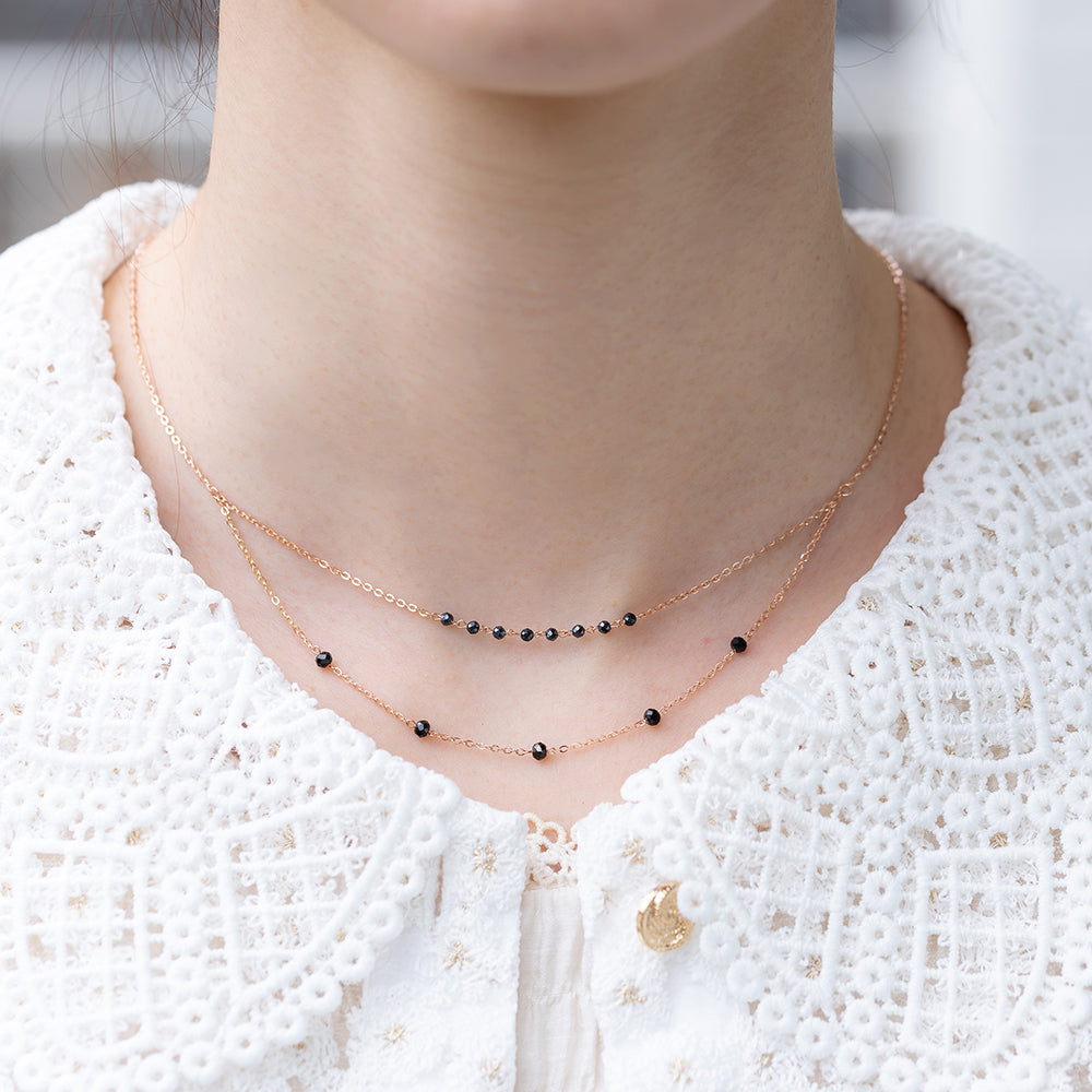 natural spinel 14k 18k gold necklace Two-layer chain necklace