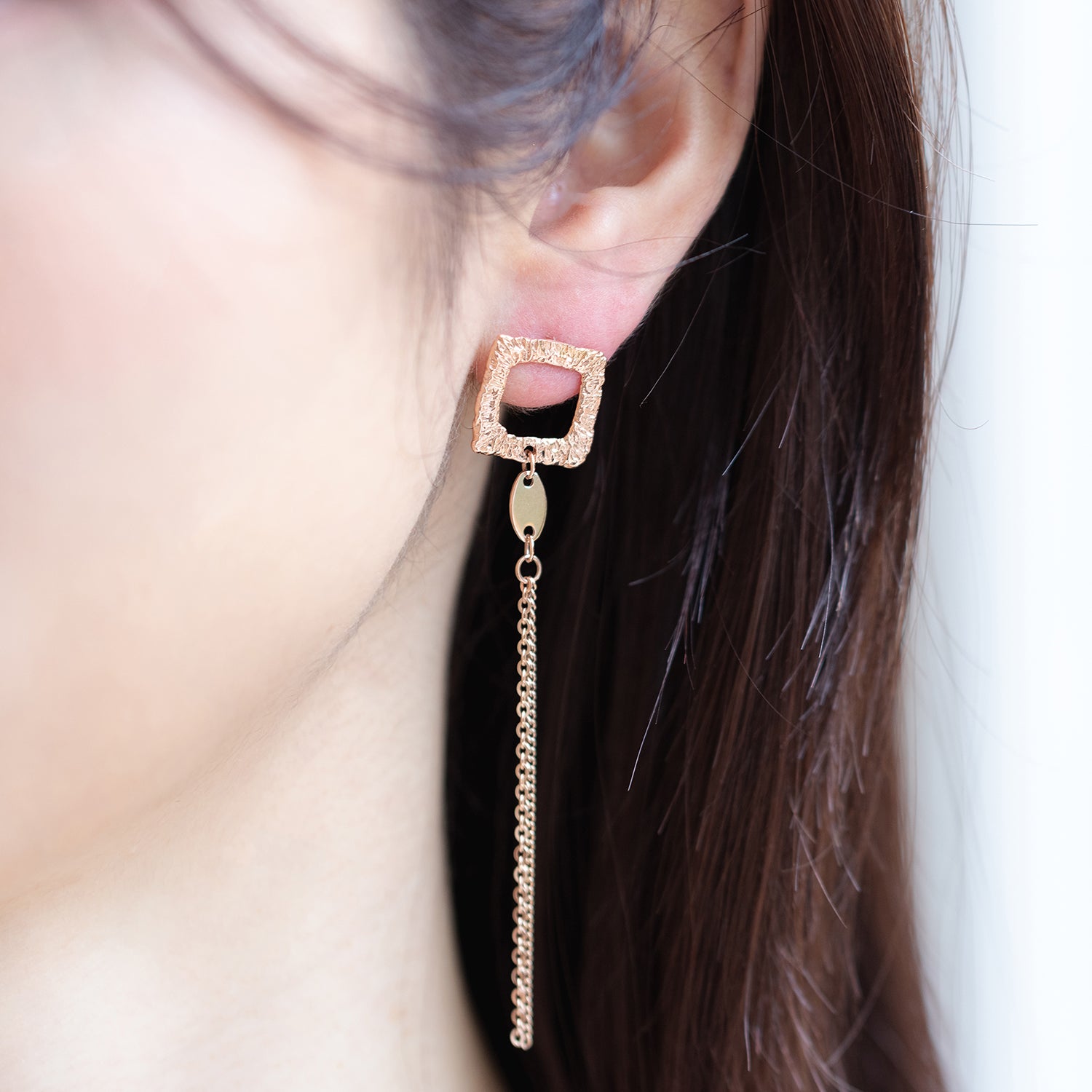 14k 18K unbalance gold earring long chain K jewellery jewelry