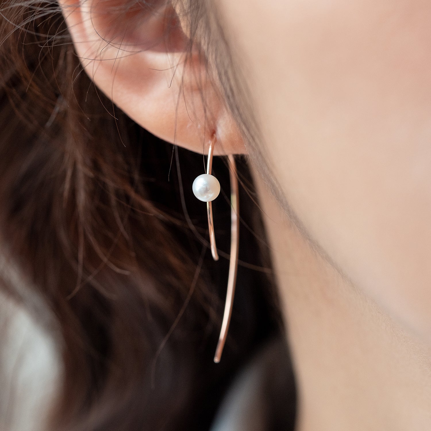 14k gold pearl earrings 18k round ong women Genuine cultured pearl