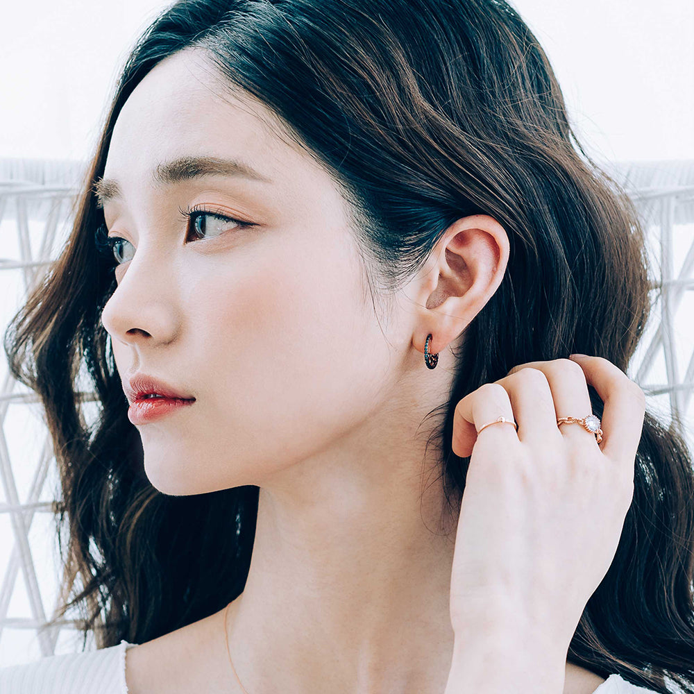 14k blue diamond A+++ 46 piece moon gold earring 18k K jewellery