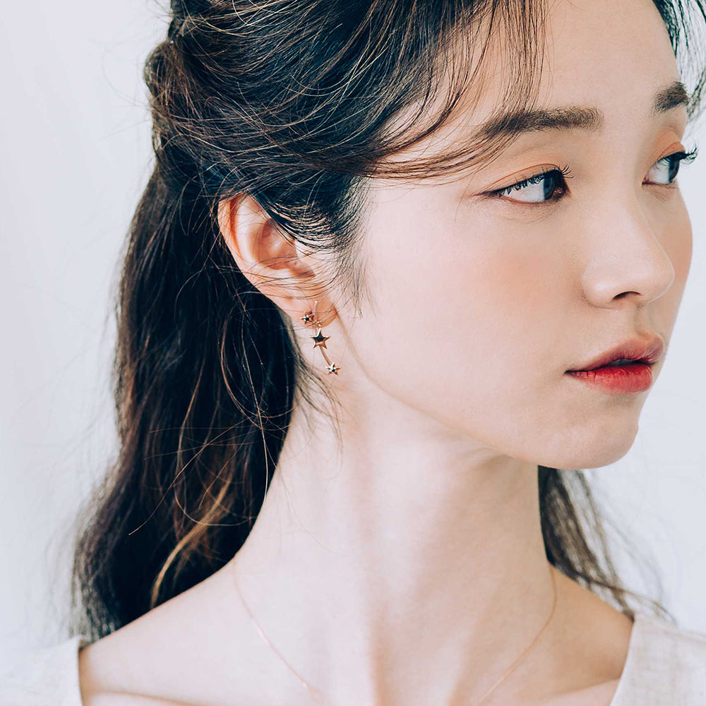 14k gold earring black diamond simple women gift K jewelry jewellery