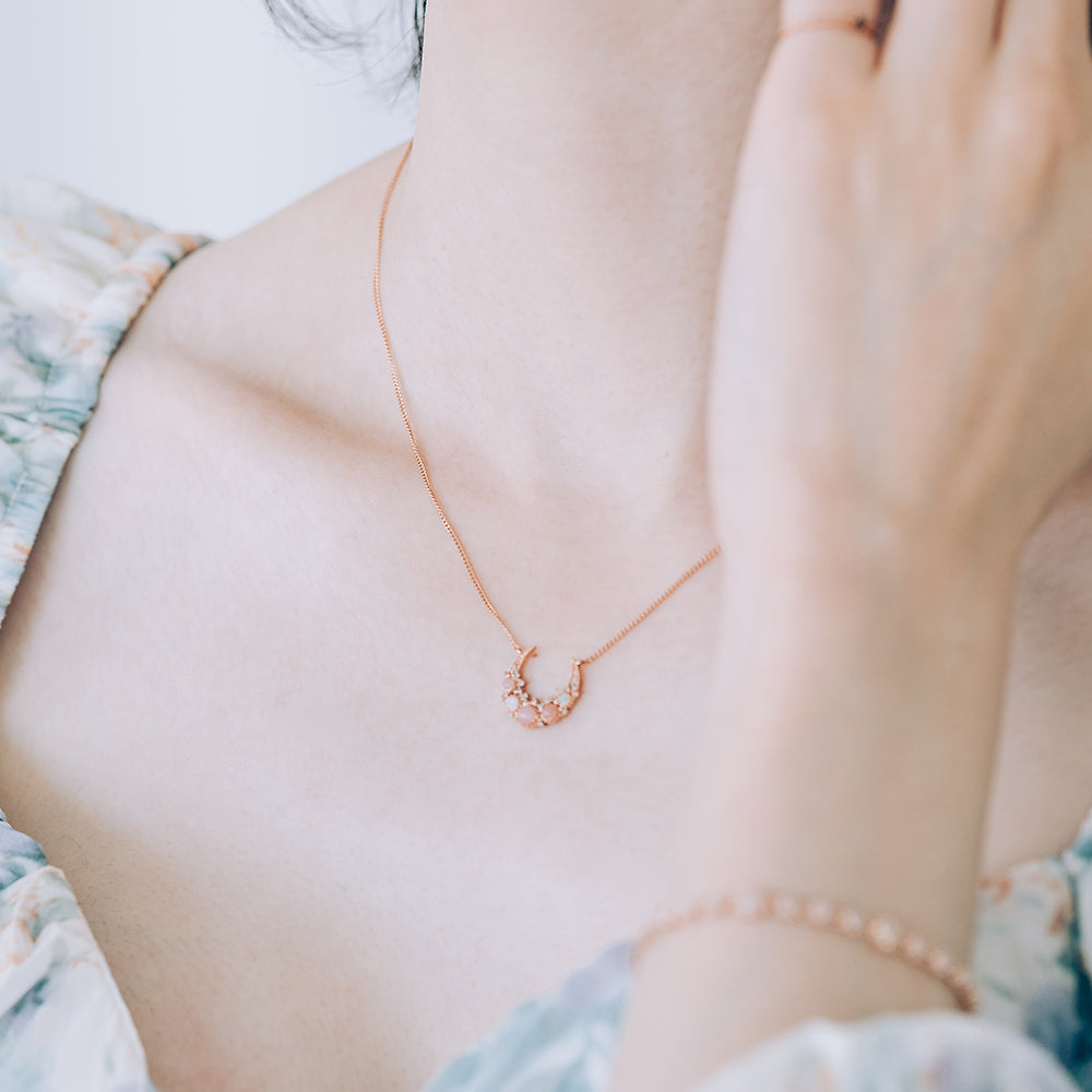 14k 18k natural pink opal cognac diamond A+++ GOLD necklace K jewerly