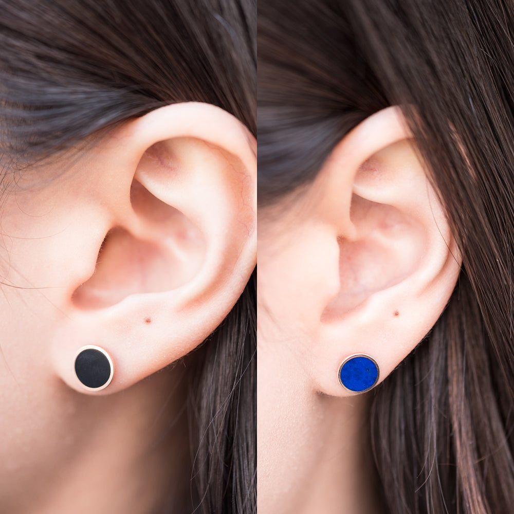 14K piercing 18K natural stone errings lapis onix shell inlay jewelry