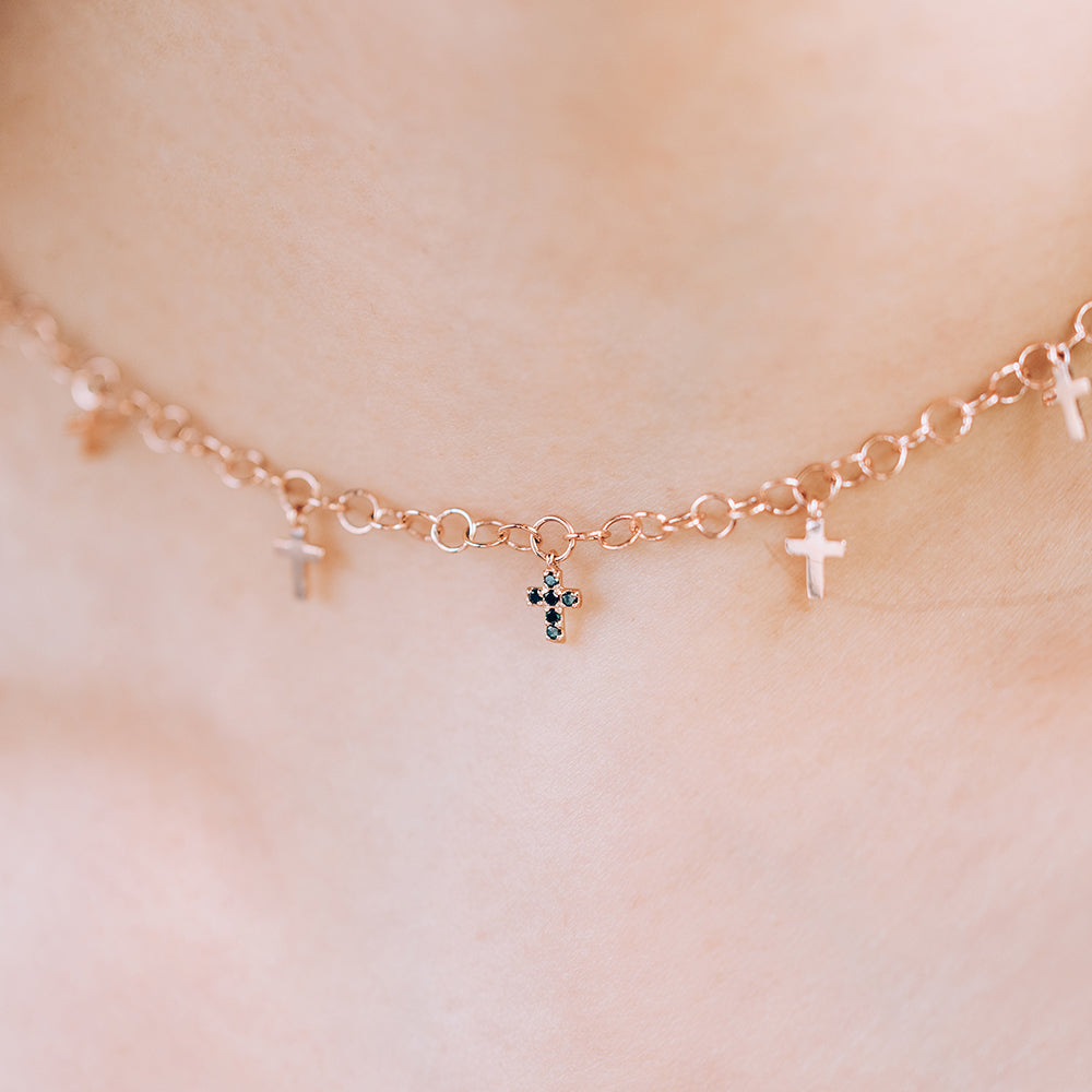 14k 18k black diamond GOLD chocker necklace chain handmand korea